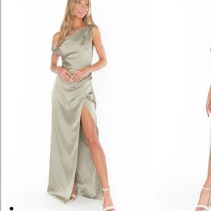 Show Me Your Mumu - Jodie Dress ~ Moss Green Luxe Satin - Small